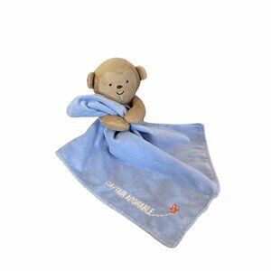 Carters Child of Mine Blue Monkey Captain Adorable Satin Lovey Rattle Blanket